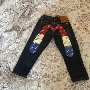 Evisu Kids Blue Jeans with Red and White Design